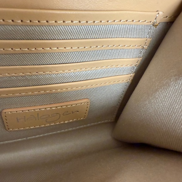 Halogen Tan Crossbody Clutch With Silver Chain EUC - Picture 7 of 12